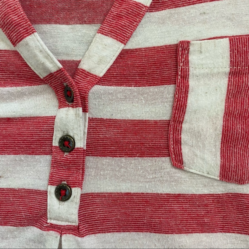 LUCKY BRAND Red & White Stripe Front Pocket Thermal Long Sleeve Top - Picture 10 of 14